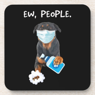 rottweiler Ew People Dog Wearing A Face Mask funny Coaster