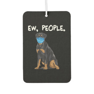 rottweiler ew people dog wearing face mask air freshener