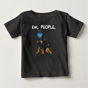 rottweiler ew people dog wearing face mask baby T-Shirt