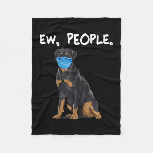 rottweiler ew people dog wearing face mask fleece blanket