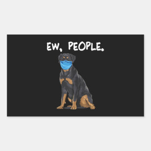 rottweiler ew people dog wearing face mask sticker