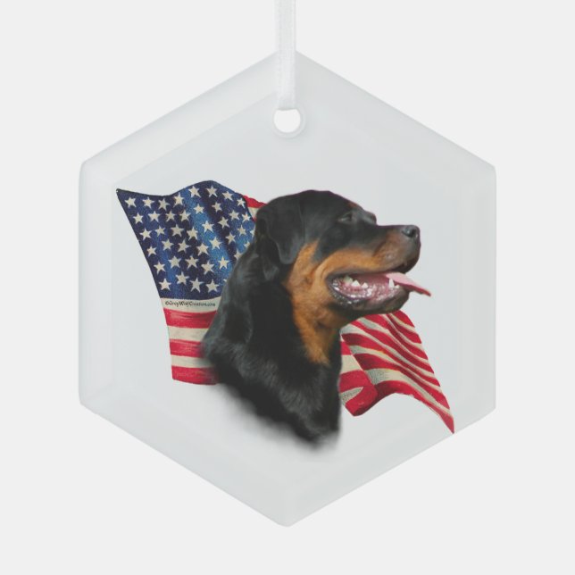 Rottweiler Flag Glass Ornament (Front)
