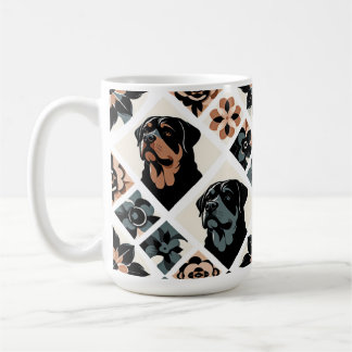 Rottweiler Floral Geometric Pattern Coffee Mug