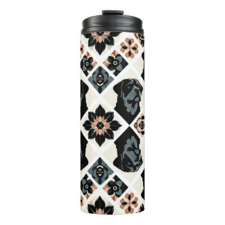 Rottweiler Floral Geometric Pattern Thermal Tumbler