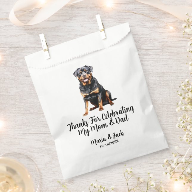 Rottweiler Full Colour Pet Wedding Favour Bag (Clipped)