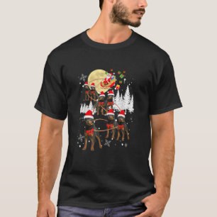Rottweiler Funny Reindeer Christmas Moon Santa Dog T-Shirt