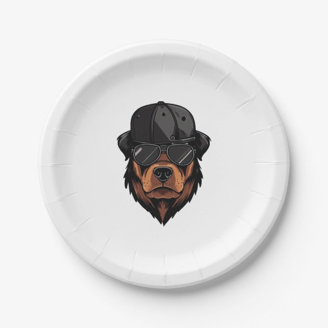 Rottweiler Gangster  Paper Plate (Front)