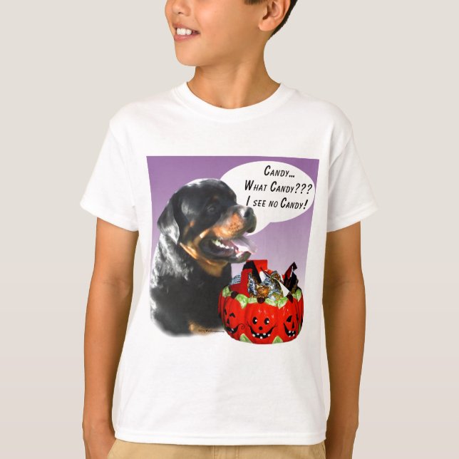 Rottweiler Halloween Candy T-Shirt (Front)