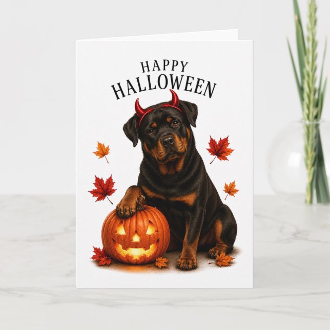 Rottweiler Halloween Devil Dog Card (Front)