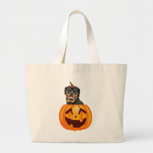 Rottweiler Halloween Large Tote Bag