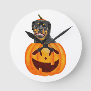 Rottweiler Halloween     Round Clock