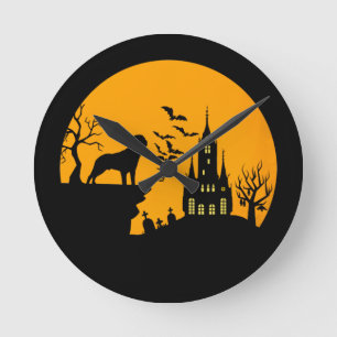 Rottweiler Halloween       Round Clock