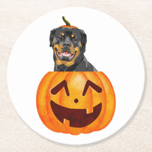 Rottweiler Halloween   Round Paper Coaster