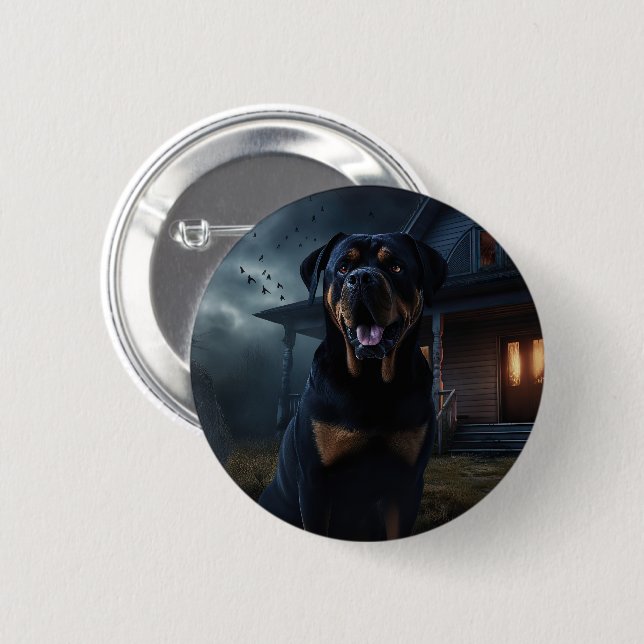 Rottweiler Halloween Scary  2 Inch Round Button (Front & Back)