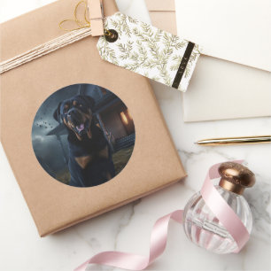 Rottweiler Halloween Scary  Classic Round Sticker