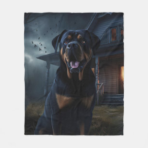 Rottweiler Halloween Scary Fleece Blanket