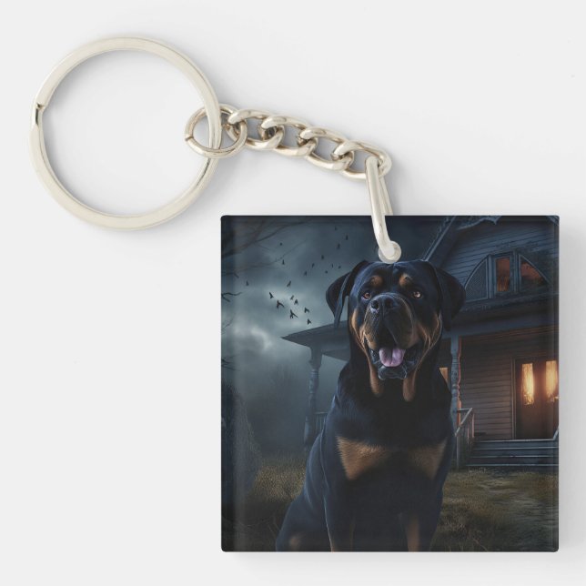 Rottweiler Halloween Scary  Keychain (Front)