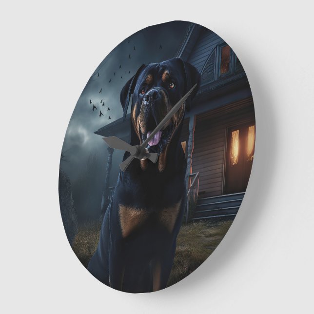 Rottweiler Halloween Scary  Large Clock (Angle)