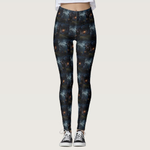 Rottweiler Halloween Scary  Leggings