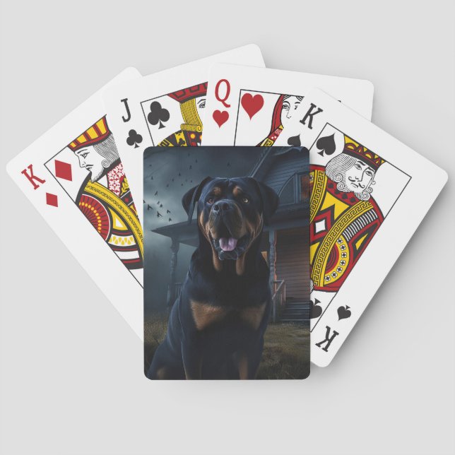 Rottweiler Halloween Scary  Playing Cards (Back)