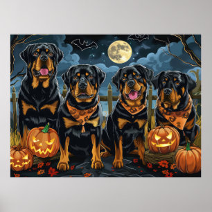 Rottweiler Halloween Spooky Poster