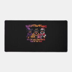 Rottweiler Halloween Thanksgiving Christmas Classi Desk Mat