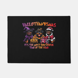 Rottweiler Halloween Thanksgiving Christmas Classi Doormat