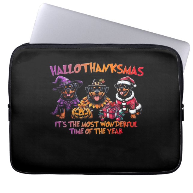 Rottweiler Halloween Thanksgiving Christmas Classi Laptop Sleeve (Front)