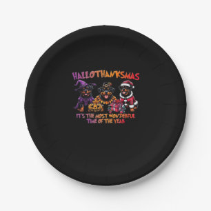 Rottweiler Halloween Thanksgiving Christmas Classi Paper Plate