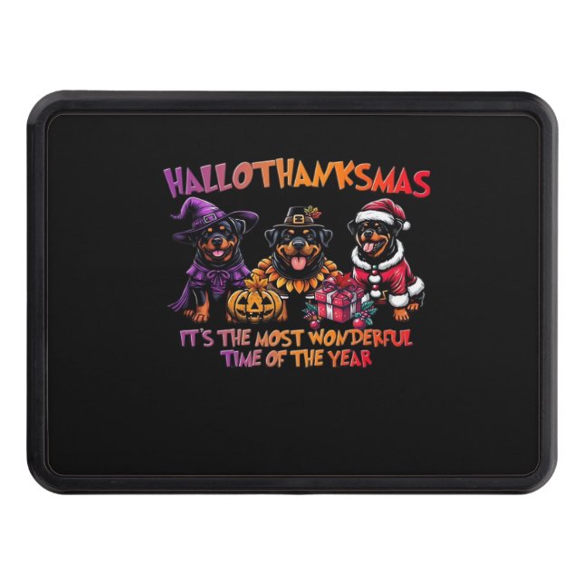 Rottweiler Halloween Thanksgiving Christmas Classi Trailer Hitch Cover (Front)