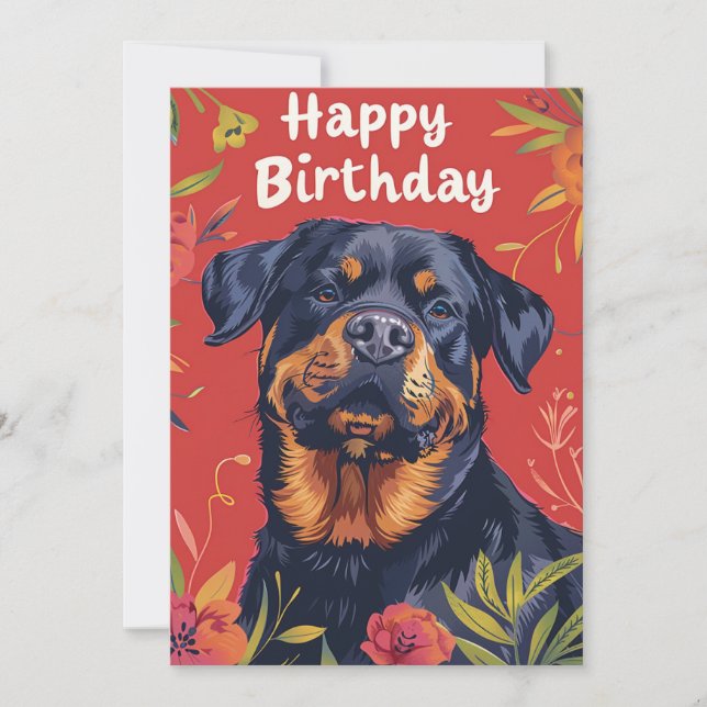 Rottweiler Happy Birthday  Holiday Card (Front)