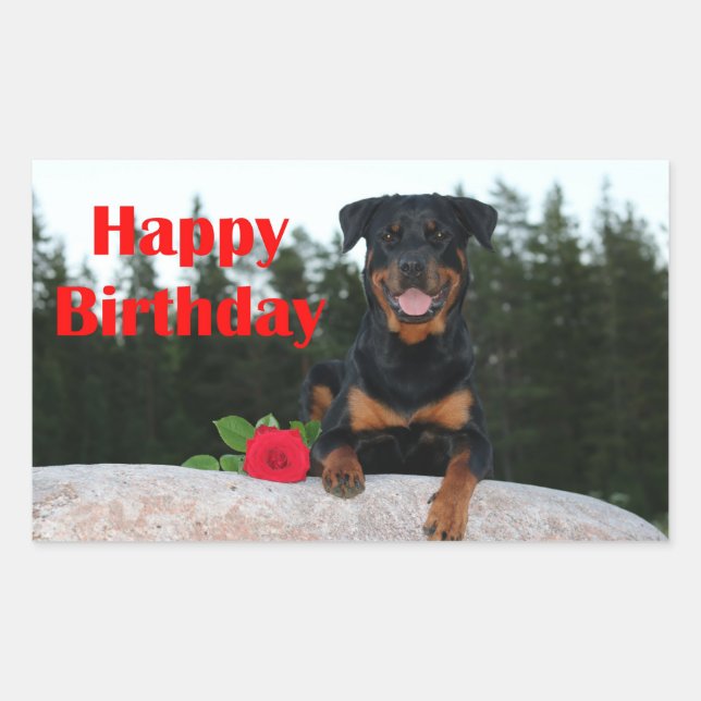 rottweiler happy birthday sticker (Front)