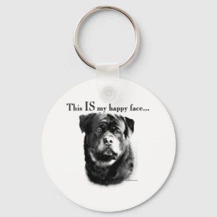 Rottweiler Happy Face Keychain