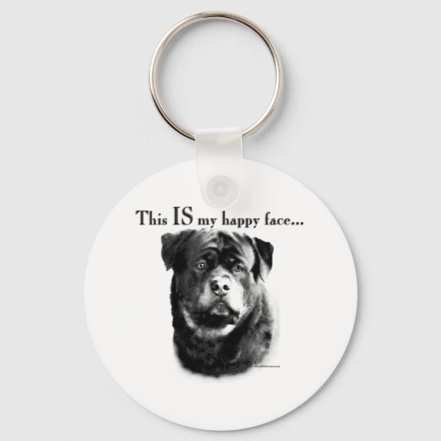 Rottweiler Happy Face Keychain (Front)