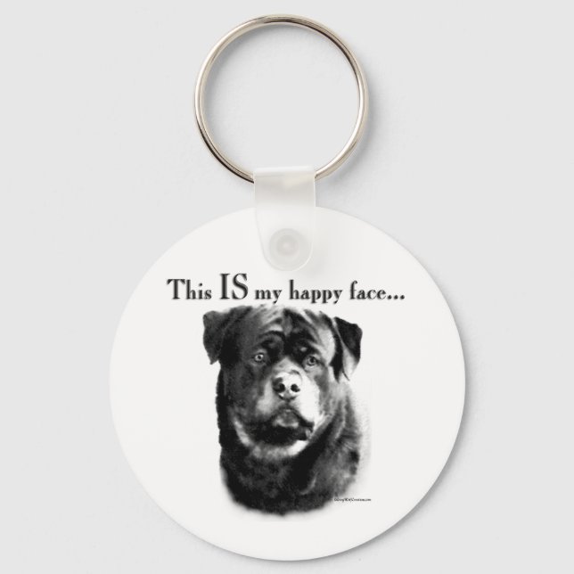 Rottweiler Happy Face Keychain (Front)