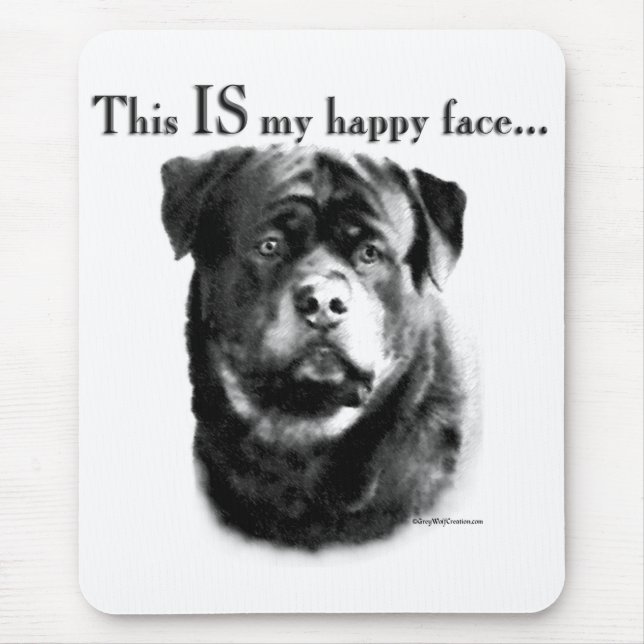 Rottweiler Happy Face Mouse Pad (Front)
