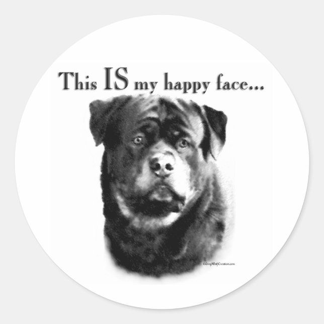 Rottweiler Happy Face Sticker (Front)