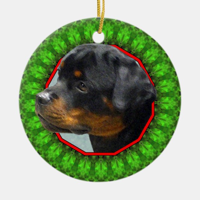 Rottweiler Happy Howliday Ceramic Ornament (Front)