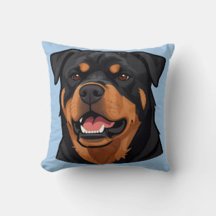 Rottweiler Head Portrait Throw Pillow