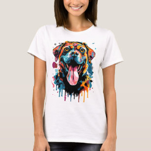 Rottweiler Head T-Shirt - Rottweiler Colourful Dog
