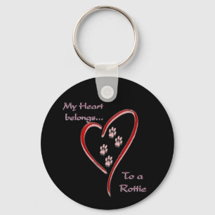 Rottweiler Heart Belongs Keychain
