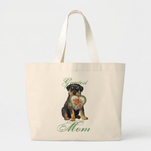 Rottweiler Heart Mom Large Tote Bag