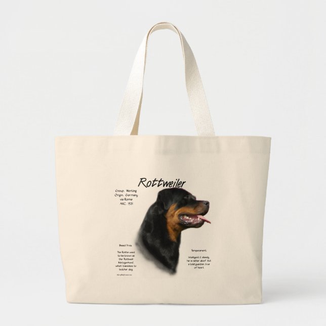 Rottweiler History Design Large Tote Bag (Front)