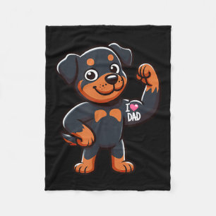 Rottweiler I Love Dad Funny Dog Tattoo _1 Fleece Blanket