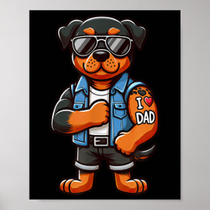 Rottweiler I Love Dad Funny Dog Tattoo  Poster