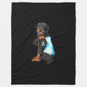 Rottweiler I Love Mom Tattoo Fleece Blanket