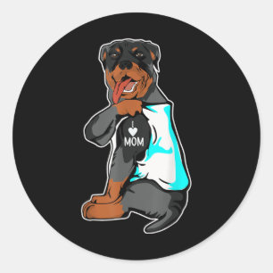 Rottweiler I Love Mom Tattoo Rottie Mama Dog Appar Classic Round Sticker