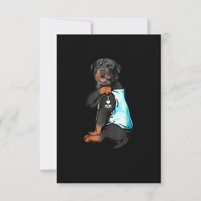 Rottweiler I Love Mom Tattoo RSVP Card (Front)