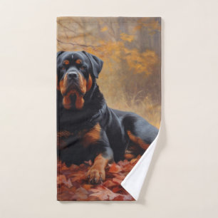 Rottweiler in Autumn Leaves Fall Inspire Bath Towel Set