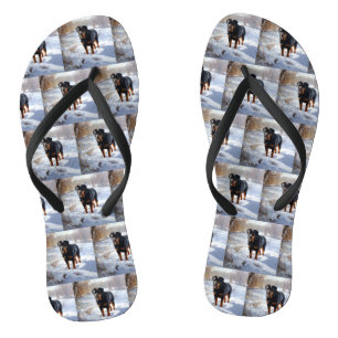 Rottweiler Let It Snow Christmas Flip Flops